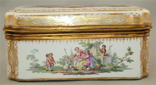 A Meissen porcelain necessaire casket, late 19th century, 20cm.